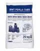 Verpackung mit BWT-Logo, die Regeneriersalztabletten enthält. Auf der Front sind Nutzungshinweise, Inhaltsstoffe und Anwendungshinweise abgebildet. Gewicht 25 kg.